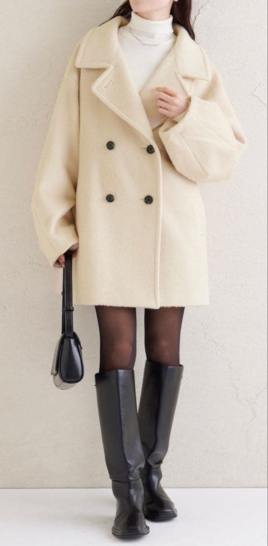 新品未使用品 ウール混 シャギーミドルコート 【12/16(火)7:00まで】