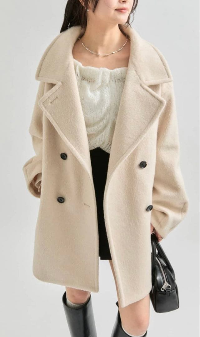 新品未使用品 ウール混 シャギーミドルコート 【12/16(火)7:00まで】