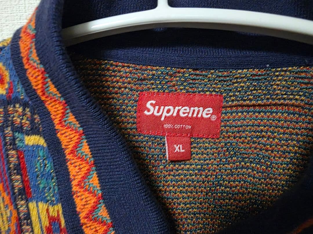 【XL】Supreme Patchwork Knit Zip Up Polo