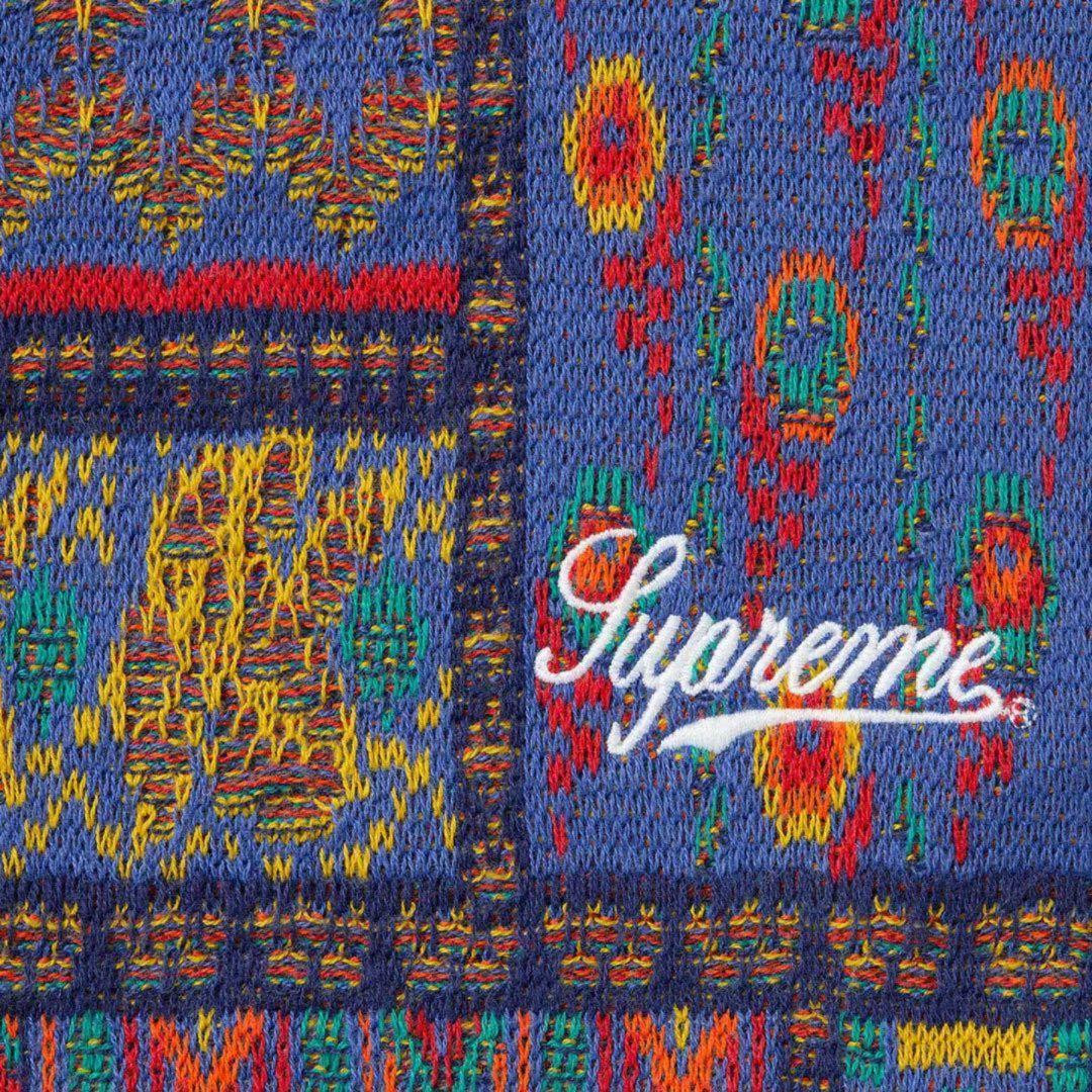 【XL】Supreme Patchwork Knit Zip Up Polo