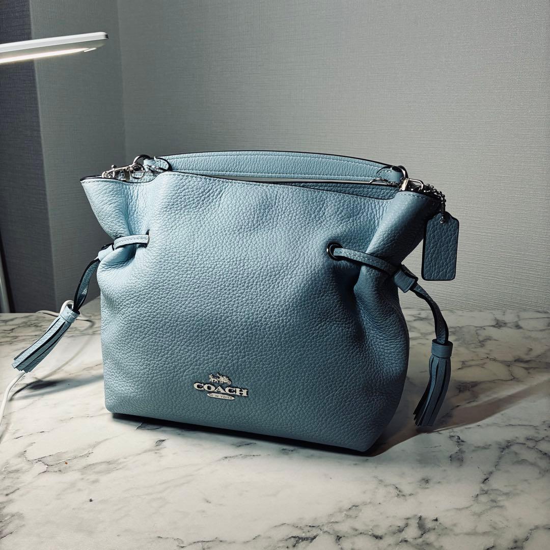 【超美品】【COACH】コーチ 2way バッグ ハンドバッグ ライトブルー