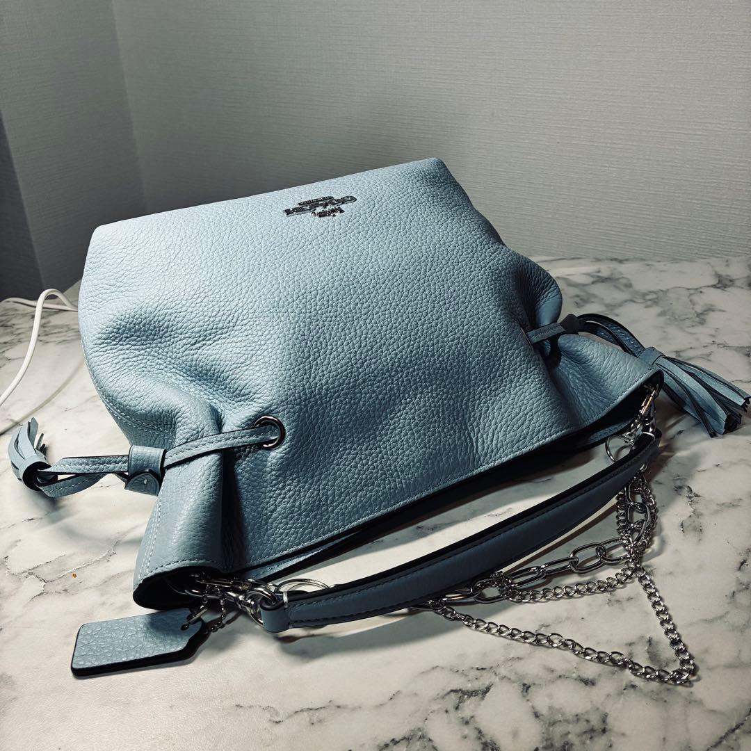 【超美品】【COACH】コーチ 2way バッグ ハンドバッグ ライトブルー