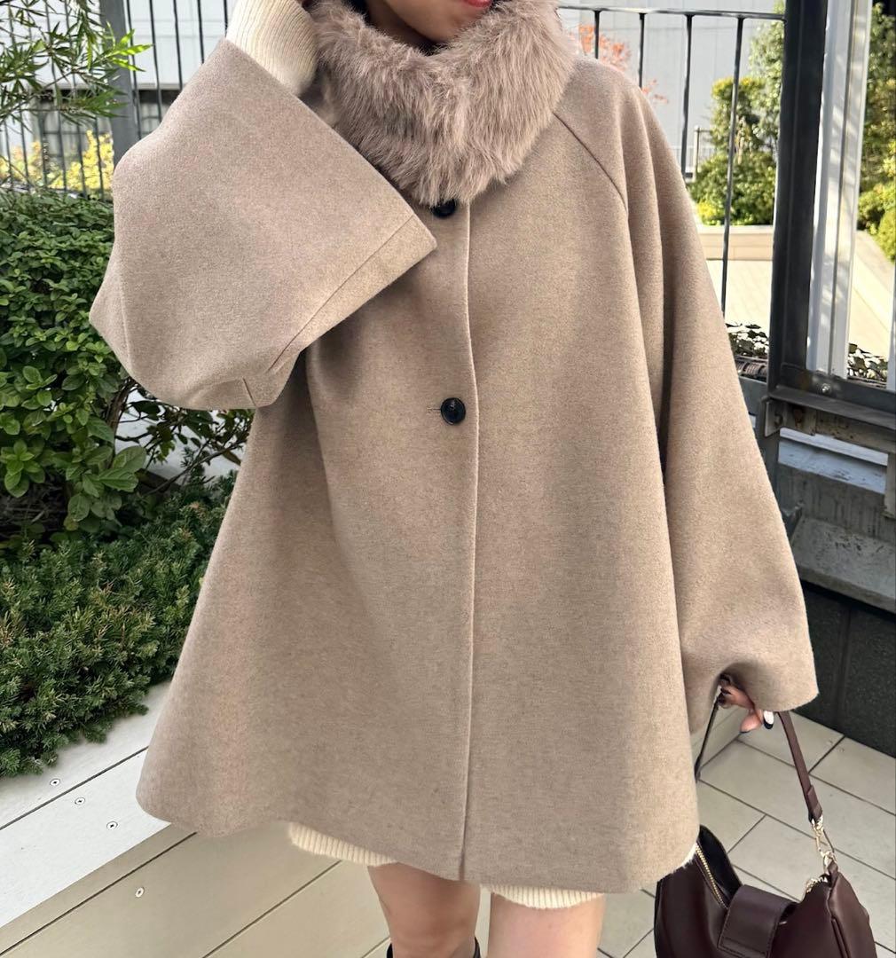 Chico ファー取り外しケープコート