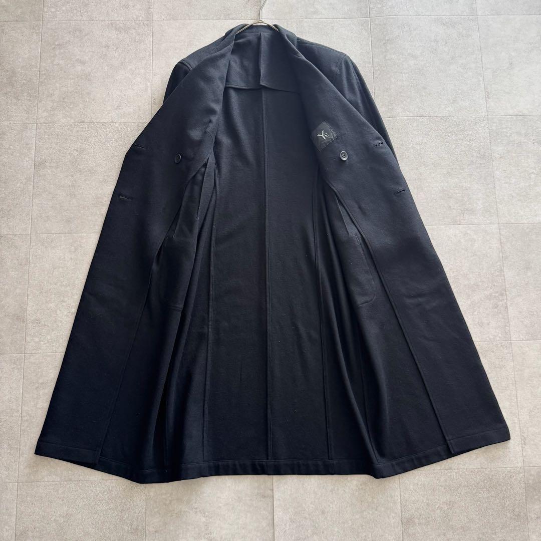 ワイズ　ロングコート　チェスターコート　黒　ブラック　ダブル　ウール　L