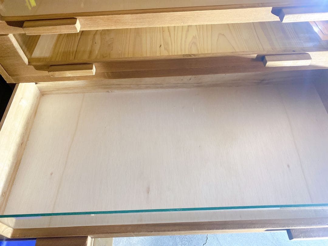 ✨希少✨古家具　木製4段前面ガラス引き出しチェスト