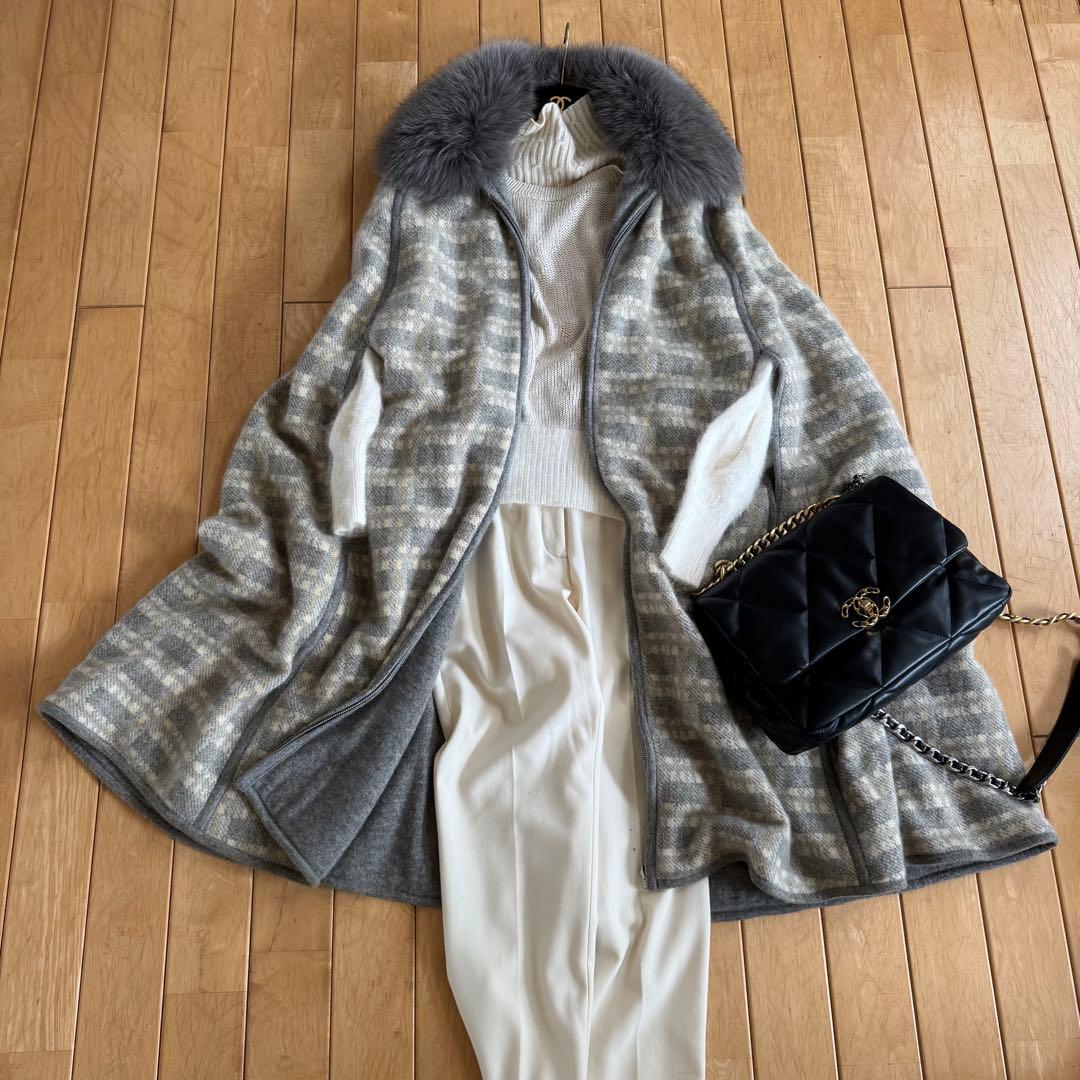 おまとめ☆イタリア製カシミヤ100 ニットケープ & ミンクヤーンジャケット