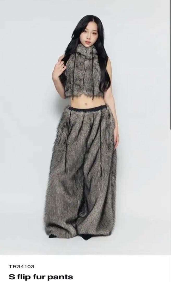 パンツ theredthread S flip fur pants