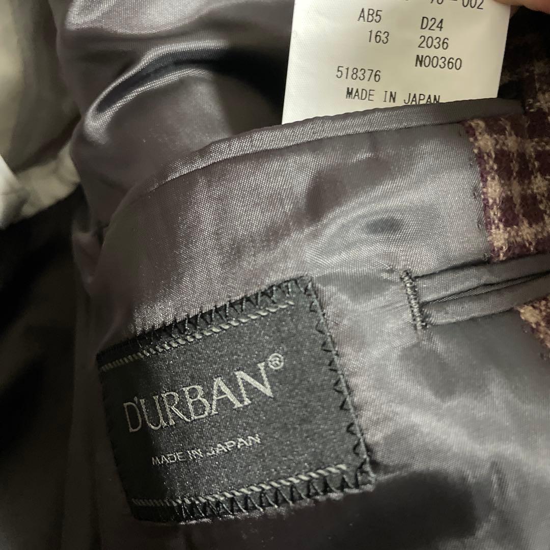 新品定価75,900円【ダーバン】日本製アルパカ混ウールチェック2Bジャケット