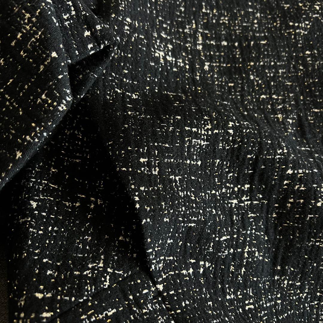 新品AgaアーガGIOLICAジオリカラメツイードノーカラージャケット黒ヤマダヤ