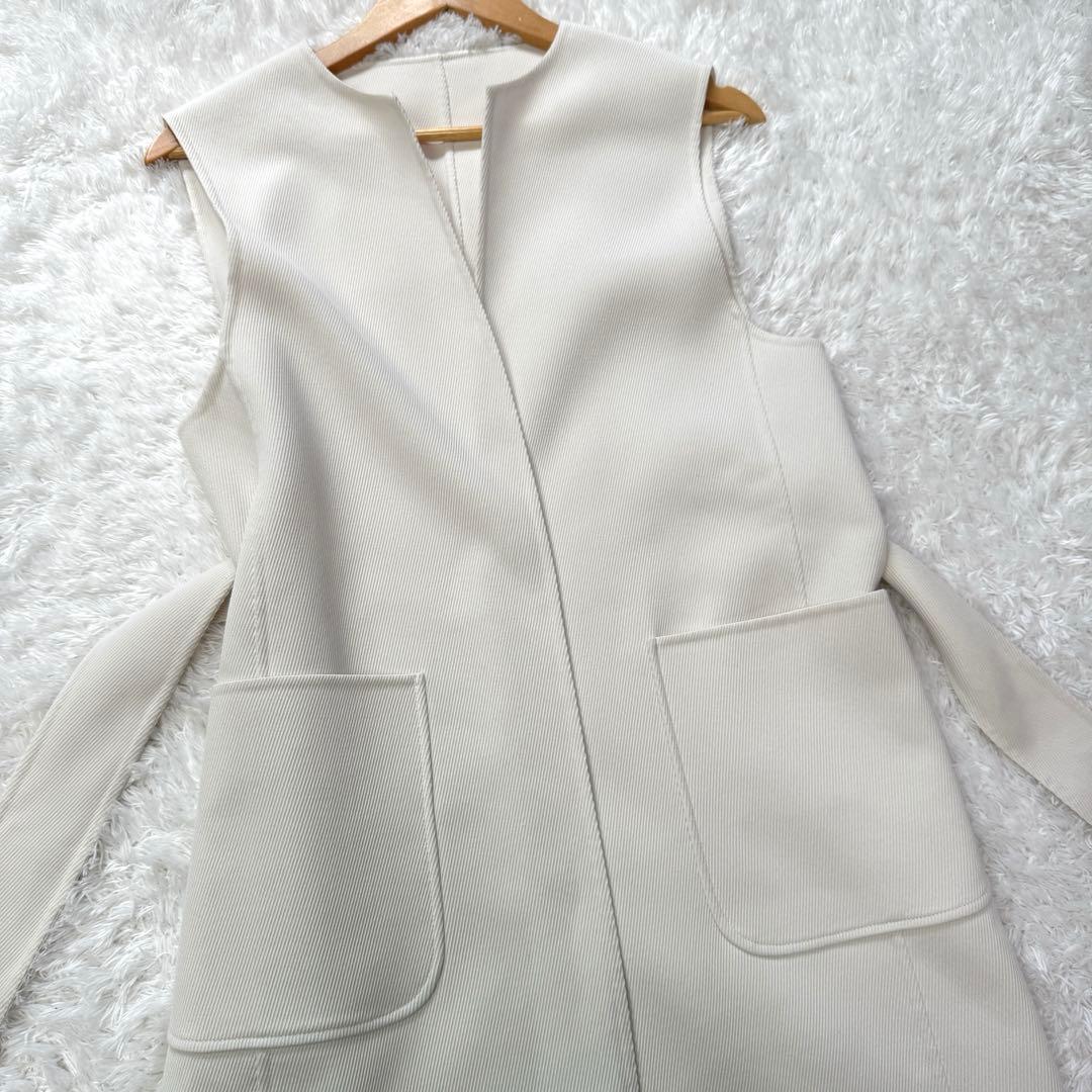 アナイ 23AW カルゼリバーベルトクルージレ ロング ベスト ベルト付 白 M