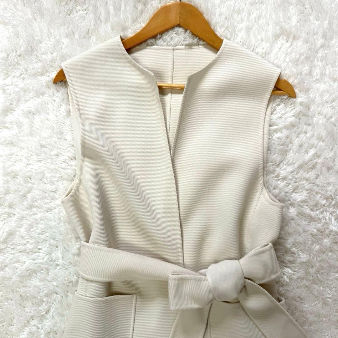 アナイ 23AW カルゼリバーベルトクルージレ ロング ベスト ベルト付 白 M
