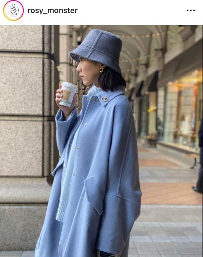 rosy monster ポンチョ　コート　水色