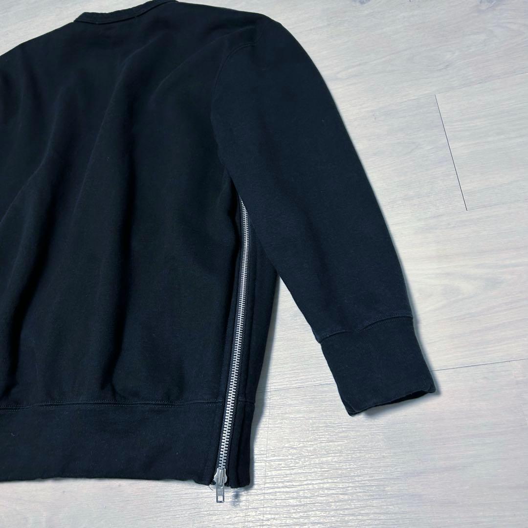 美品✨サイドジッパー スウェット黒【コムコム】厚手ゆったりユニセックスサイズ