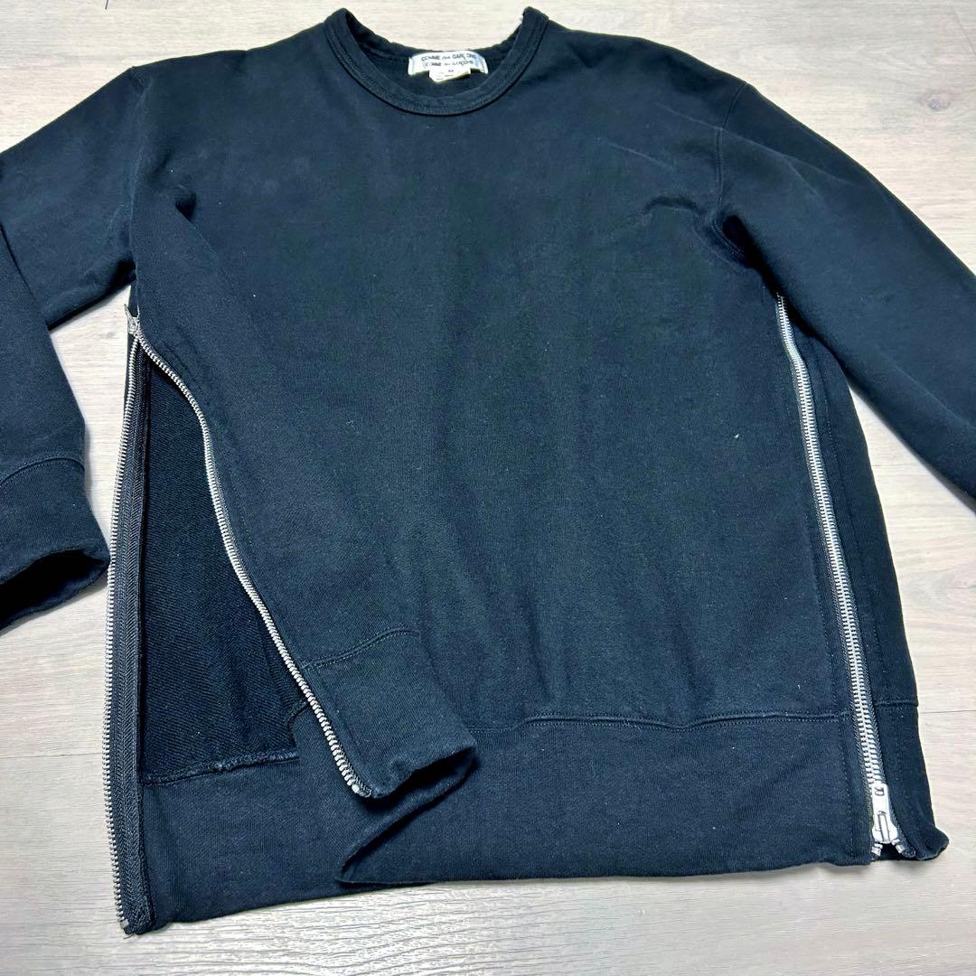 美品✨サイドジッパー スウェット黒【コムコム】厚手ゆったりユニセックスサイズ