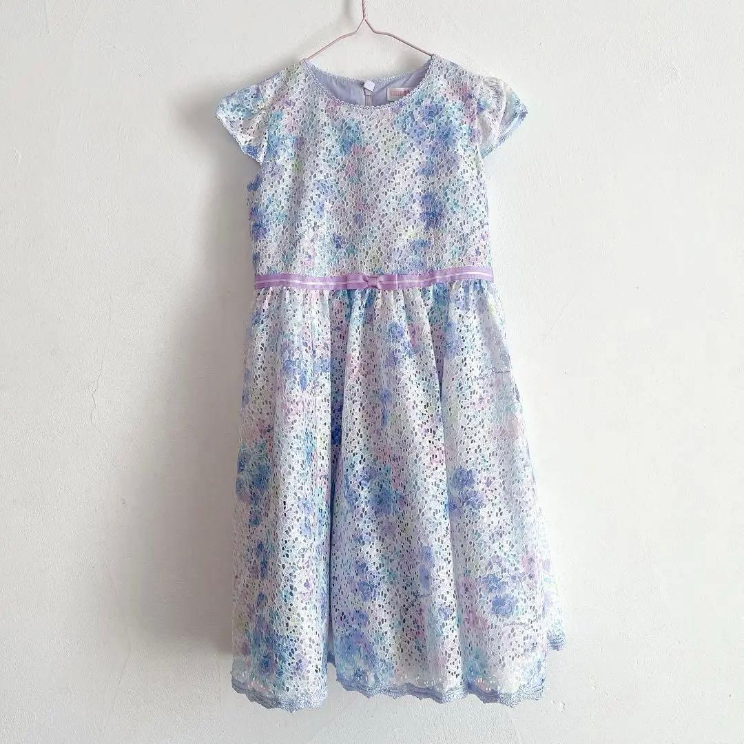 美品！メゾピアノ 花柄プリント　レースワンピース　140