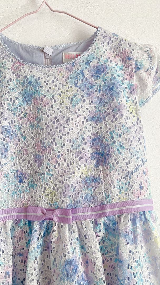 美品！メゾピアノ 花柄プリント　レースワンピース　140