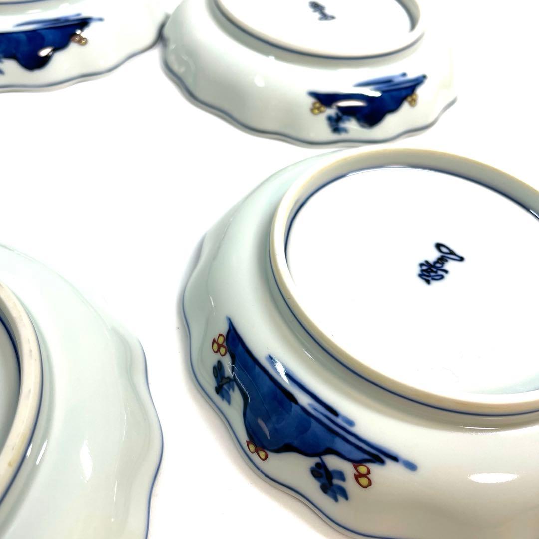 源右衛門 作 染錦 山水絵 花形 銘々皿 共箱