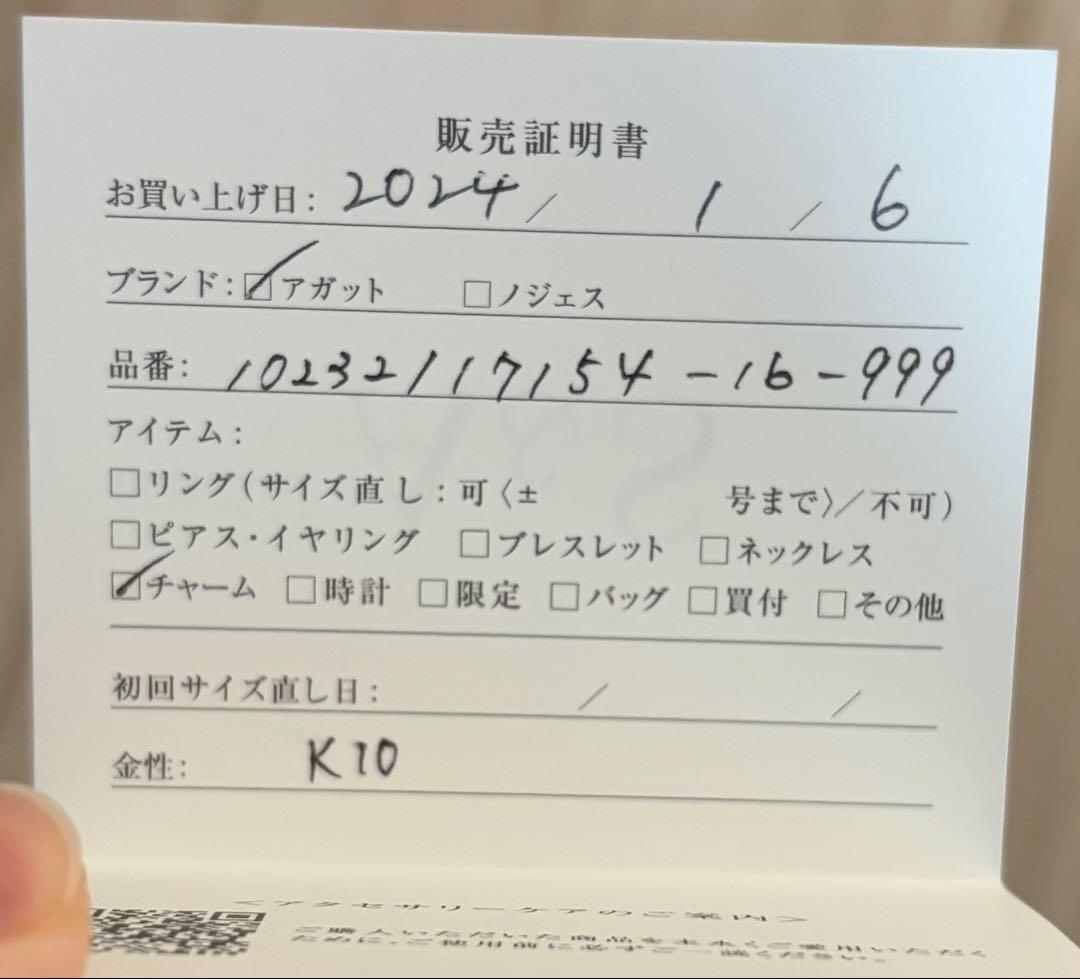 アガット　チャーム　ラピスラズリ　K10 agate