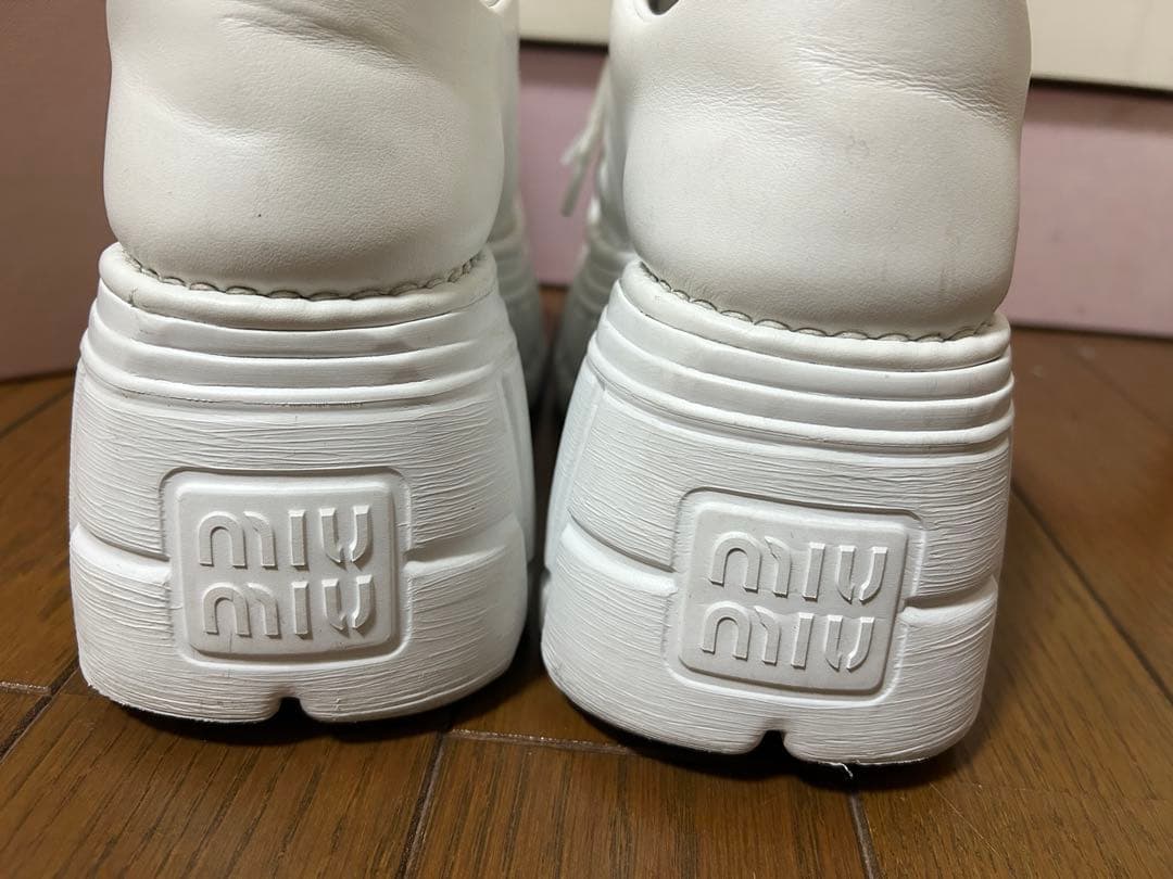 MIUMIU レザーレースアップダービーシューズ 34 2/1