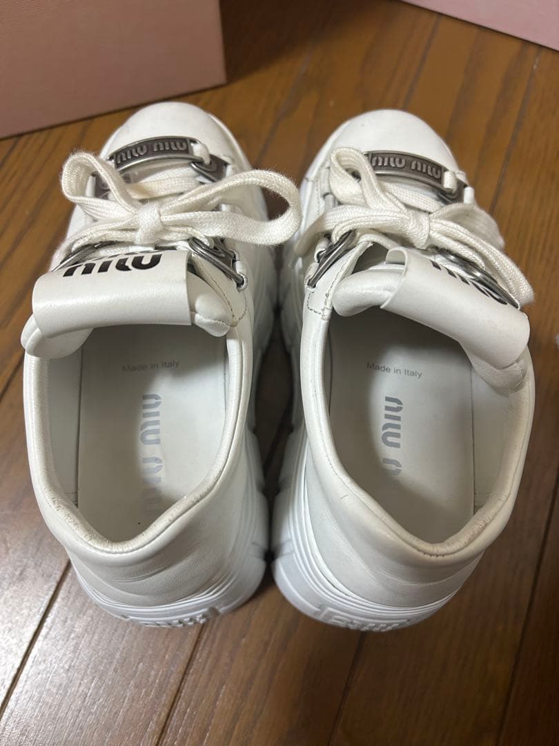 MIUMIU レザーレースアップダービーシューズ 34 2/1