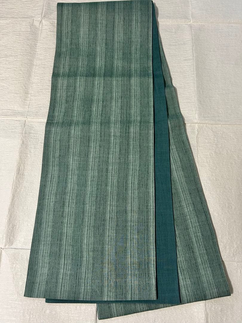 ごゆるり堂　美品　リバーシブル　正絹　名古屋帯　緑系