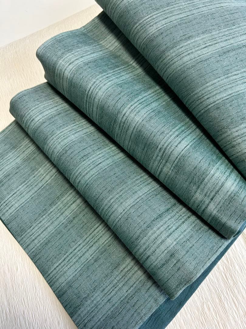 ごゆるり堂　美品　リバーシブル　正絹　名古屋帯　緑系