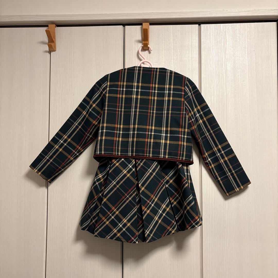 【BEAMS/ガールズ】チェック柄ジャケットとスカートセット130cm