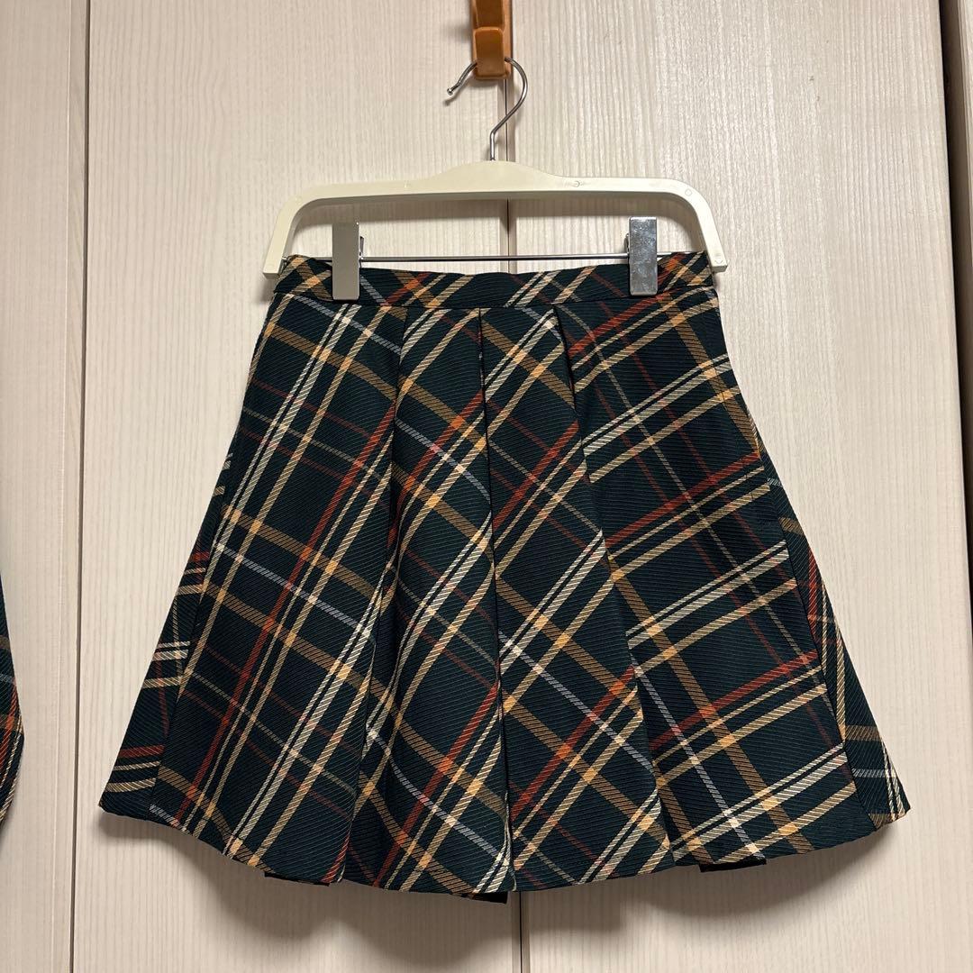 【BEAMS/ガールズ】チェック柄ジャケットとスカートセット130cm