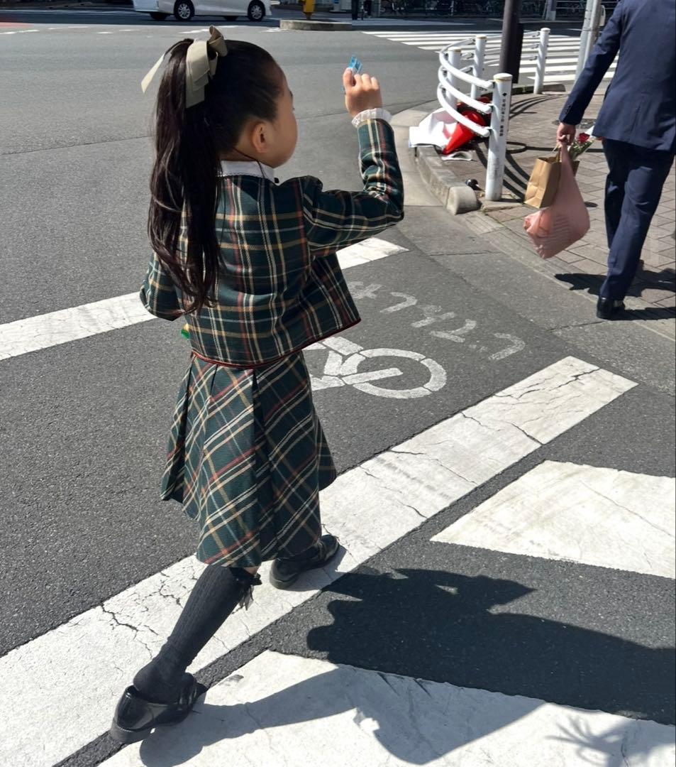 【BEAMS/ガールズ】チェック柄ジャケットとスカートセット130cm