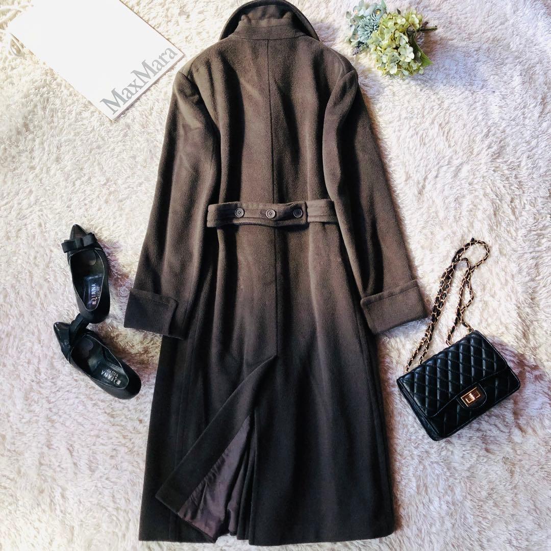希少44✨極美品 マックスマーラ ロングコート キャメル100% チャコール