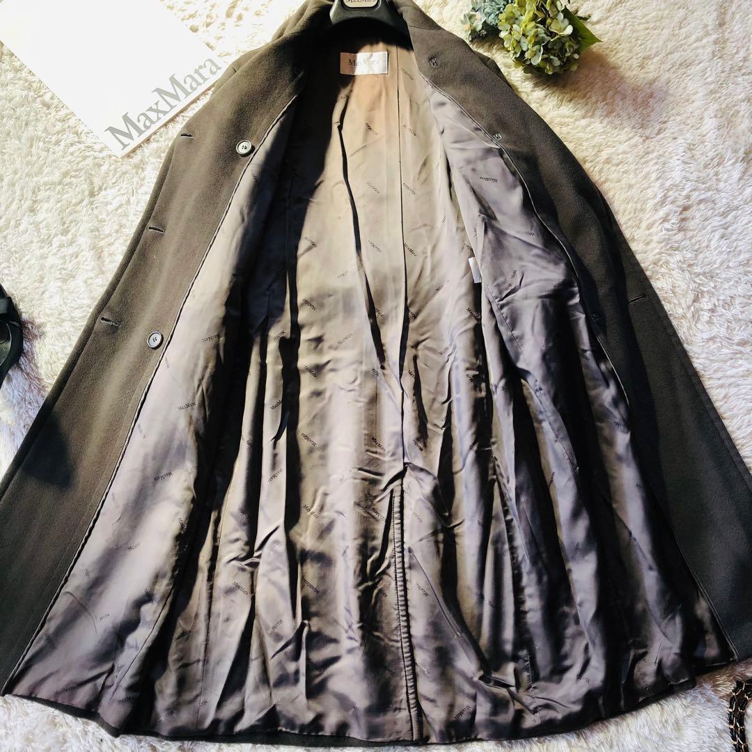 希少44✨極美品 マックスマーラ ロングコート キャメル100% チャコール
