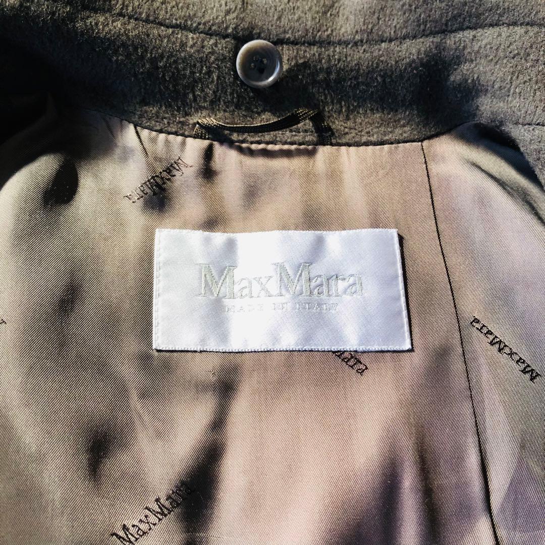 希少44✨極美品 マックスマーラ ロングコート キャメル100% チャコール