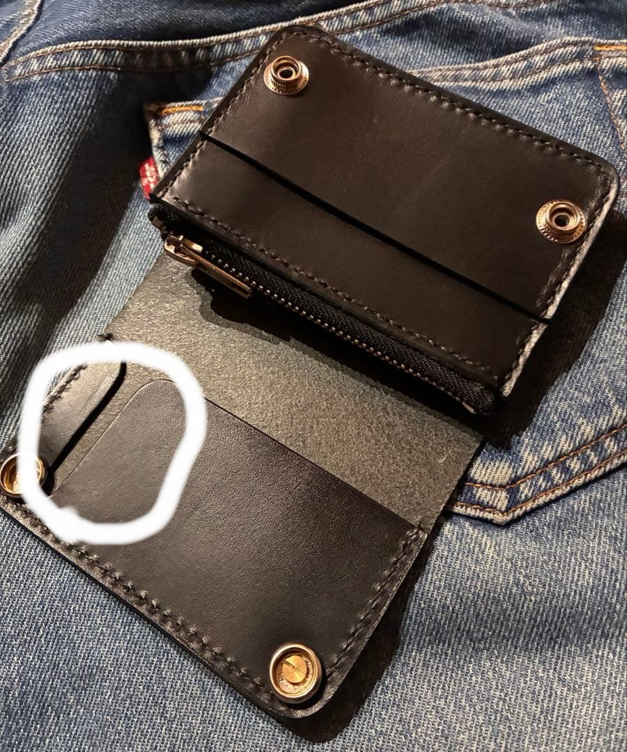 トラッカーウォレット　ショートサイズ　シルバー925クロスボールコンチョカスタム