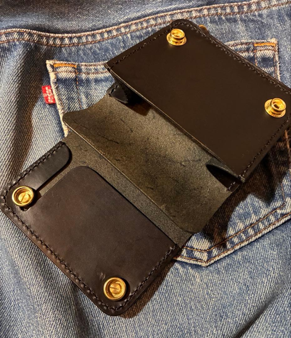 トラッカーウォレット　ショートサイズ　シルバー925クロスボールコンチョカスタム