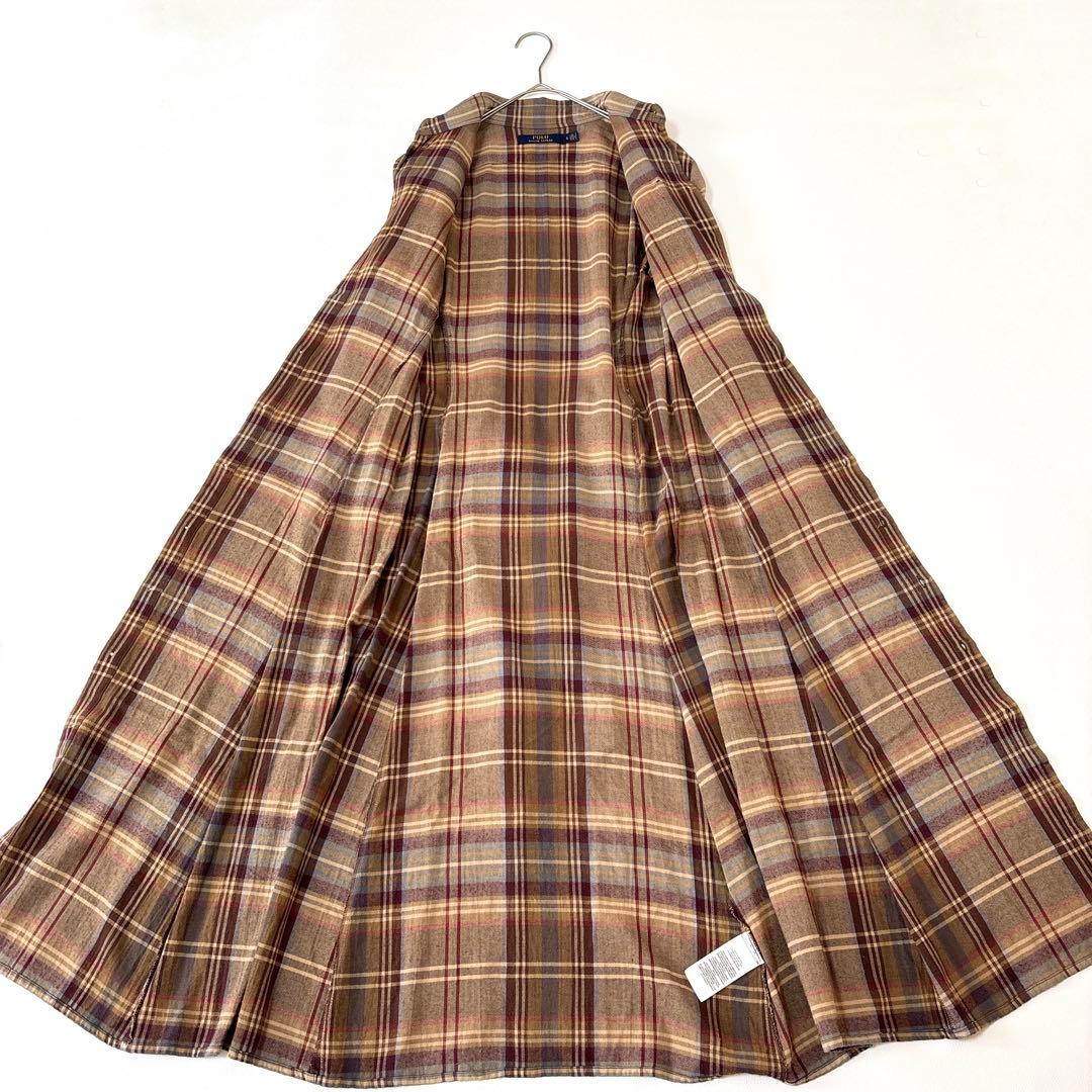 ポロラルフローレン チェック シャツ ワンピース ベルト ロング マキシ丈