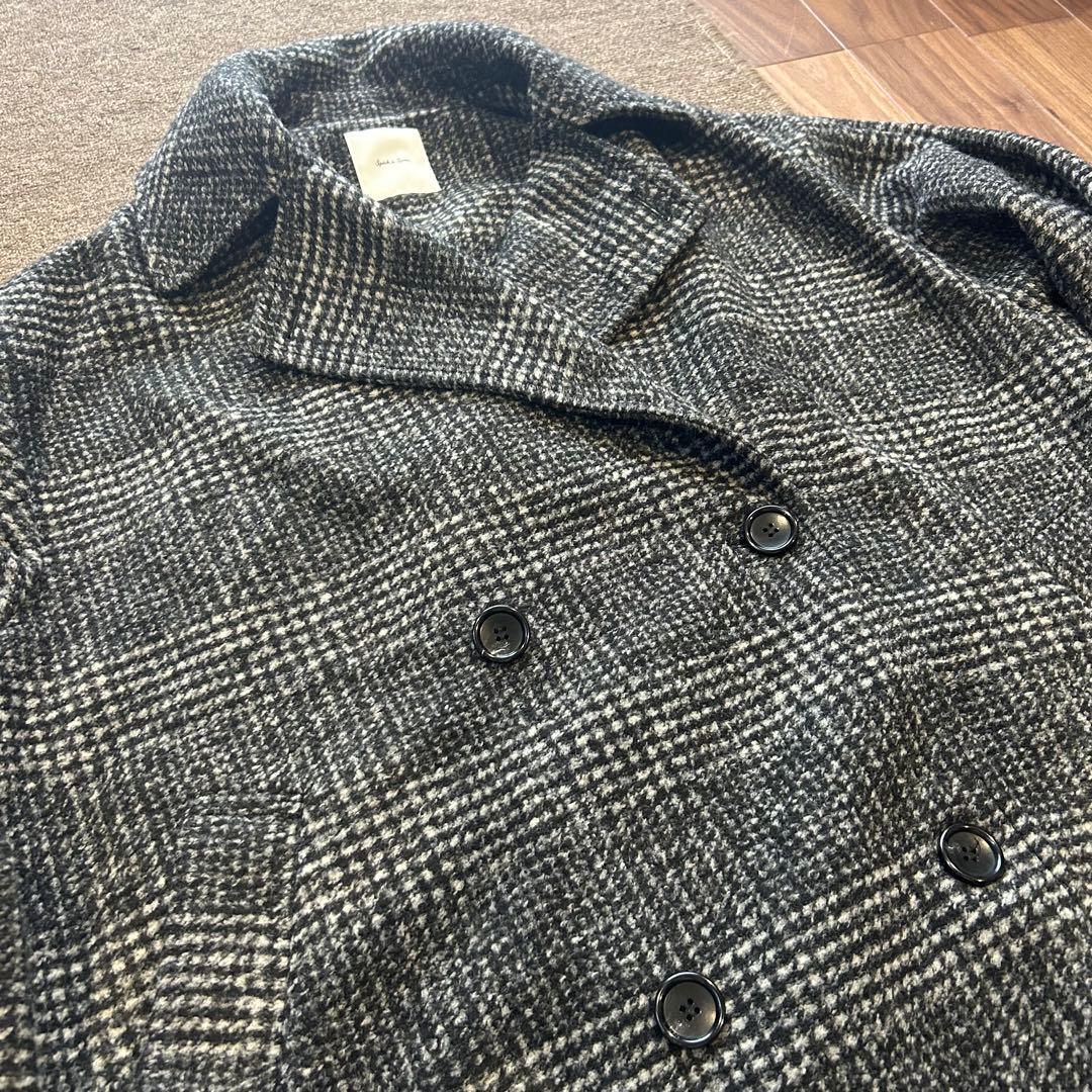 23AW✨Spick&Span Wスライバーチェックハーフコート ブラック