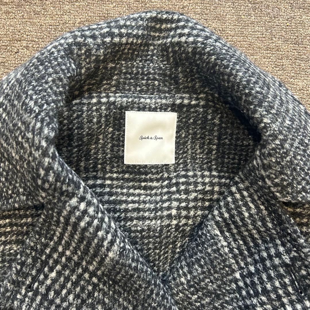 23AW✨Spick&Span Wスライバーチェックハーフコート ブラック