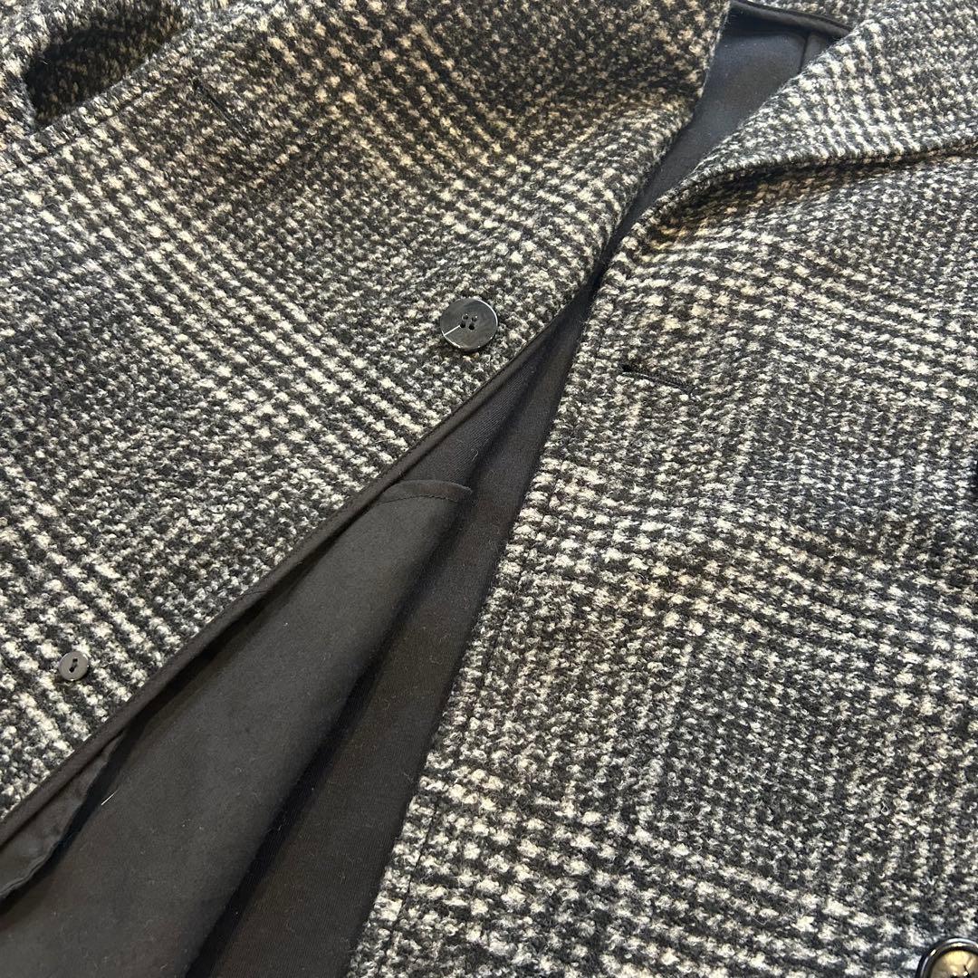 23AW✨Spick&Span Wスライバーチェックハーフコート ブラック