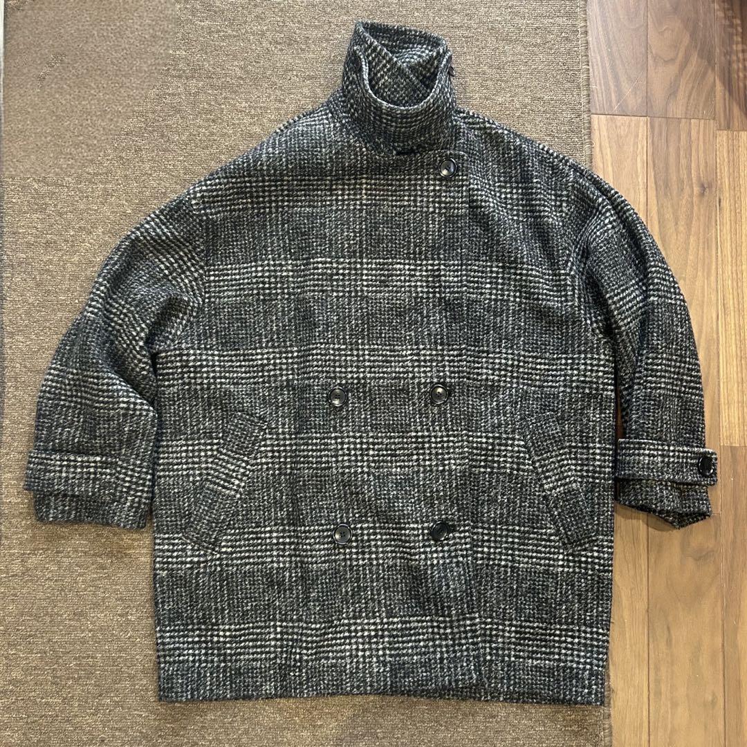 23AW✨Spick&Span Wスライバーチェックハーフコート ブラック