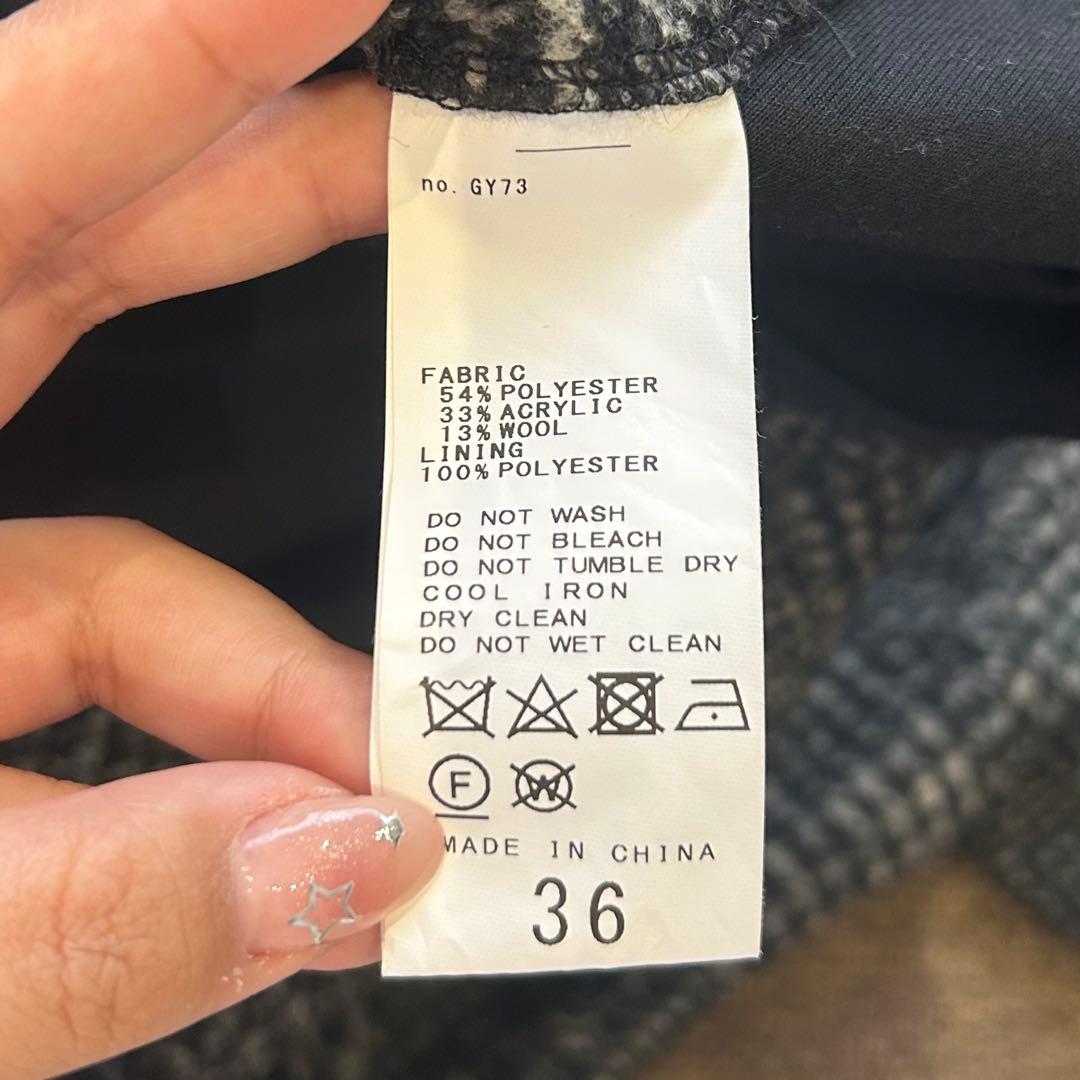 23AW✨Spick&Span Wスライバーチェックハーフコート ブラック