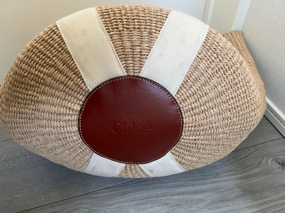 天然繊維を使用したWOODYラージバスケットバッグ