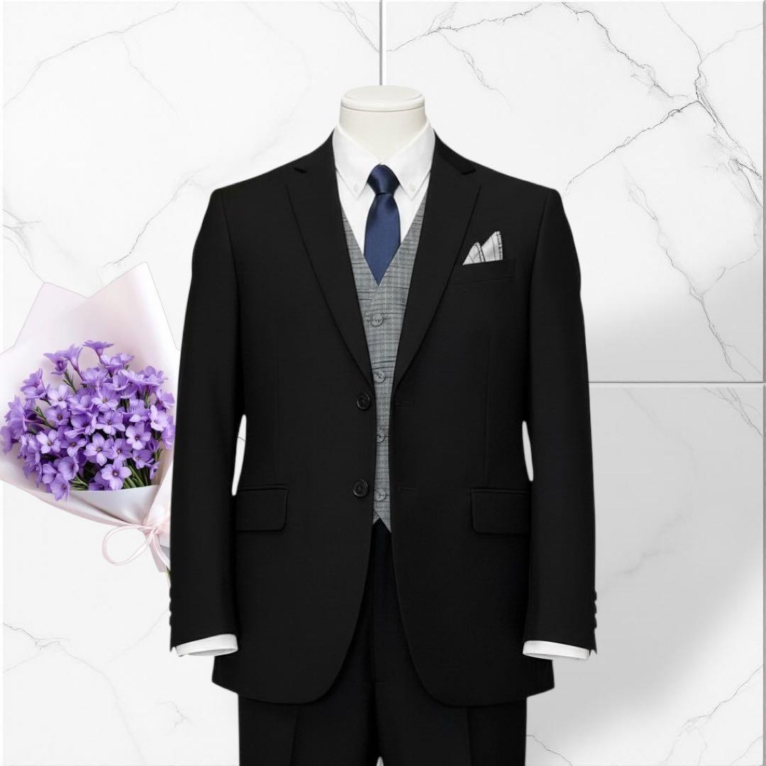 165E ゆったり体型 キッズスーツ フォーマル 卒業式 男の子 ウエスト調整可