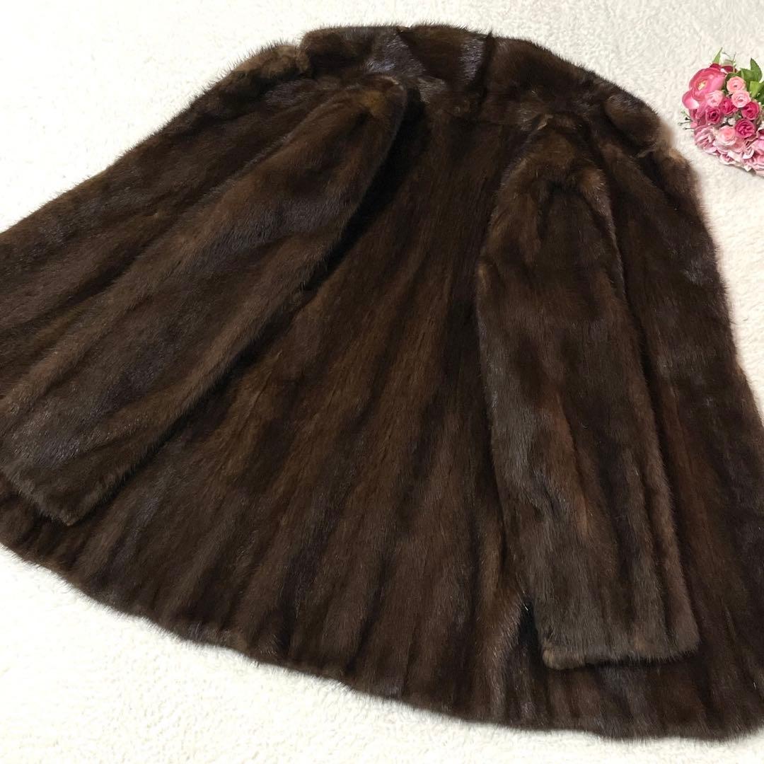 デミバフミンク 本毛皮 コート リアルファー サイズL相当 毛並み◎