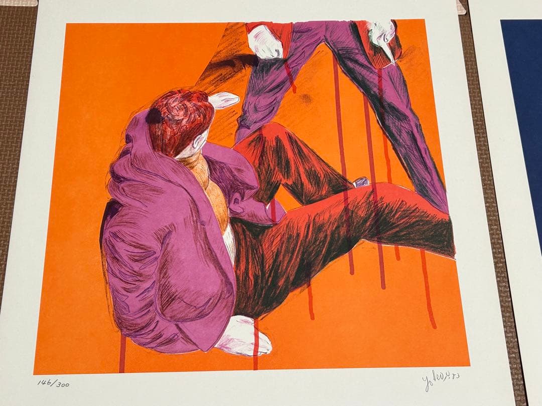 真作保証☆横尾忠則【ナイフの男】リトグラフ・2枚組・グラフィックデザイナー