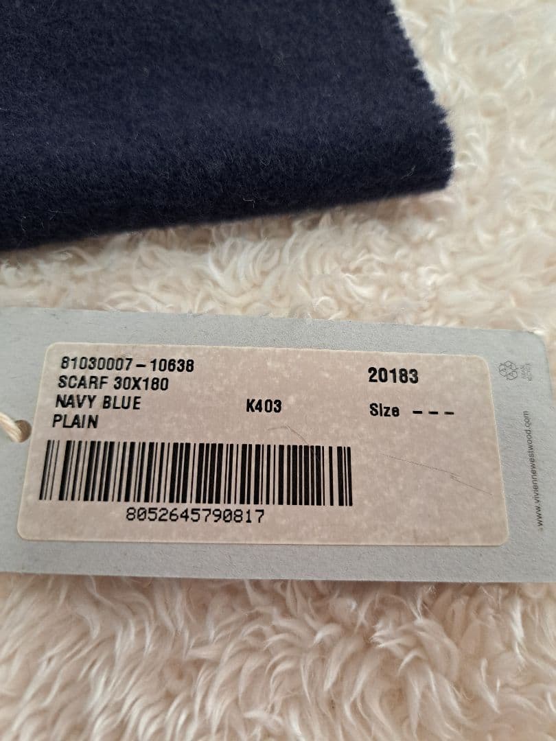 【新品】ヴィヴィアンウエストウッド ウール マフラー 黒 ロゴ オーブ　ネイビー