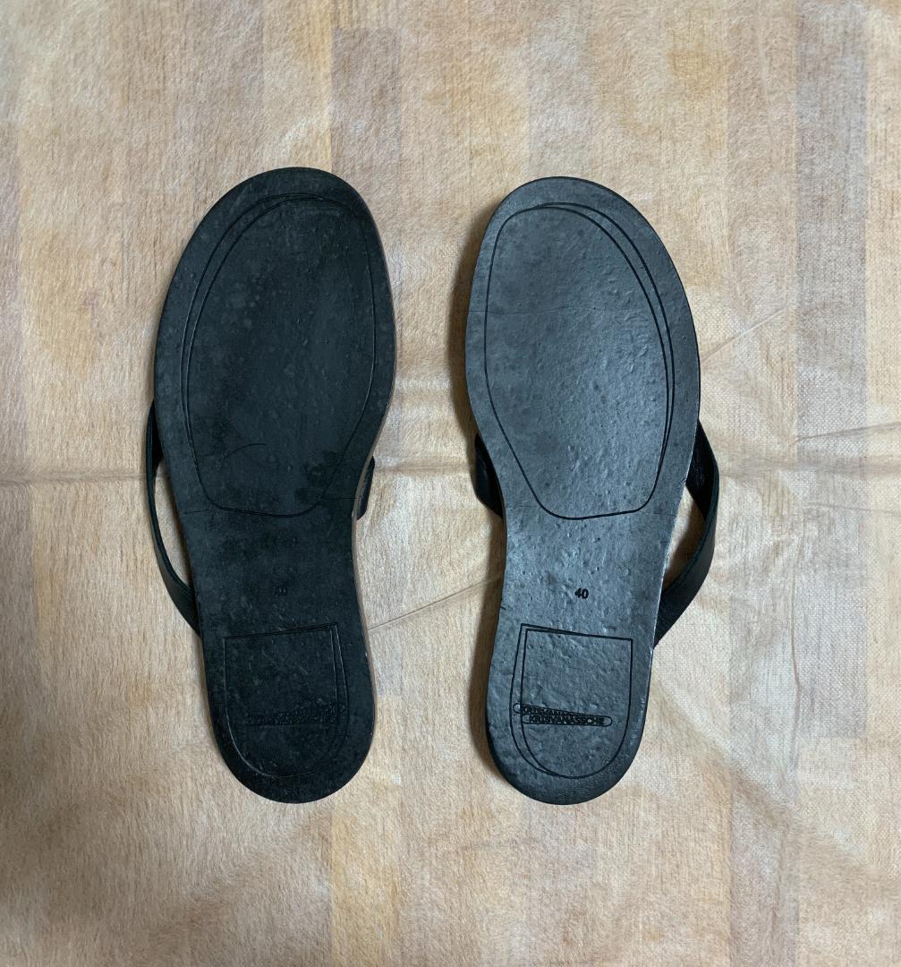 名作 KRISVANASSCHE レザーサンダル ブラック 40 トング
