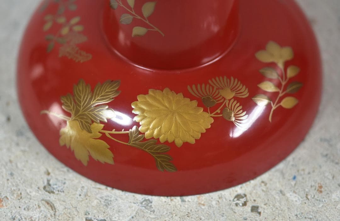 大型蒔絵高杯　木製　菓子器　お茶道具