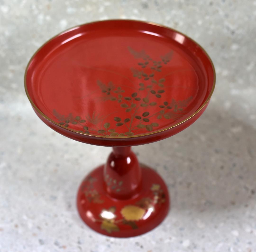 大型蒔絵高杯　木製　菓子器　お茶道具