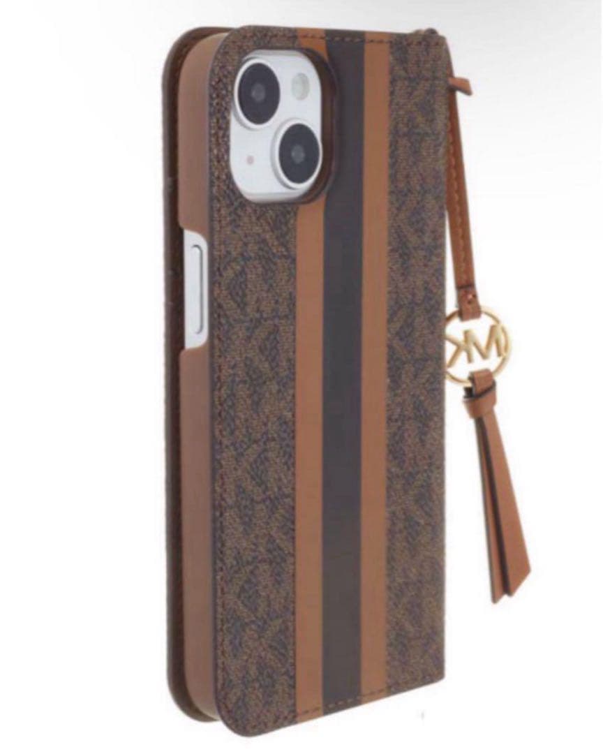 【新品】マイケルコース　ストライプ iPhone14 ケース タッセル　②