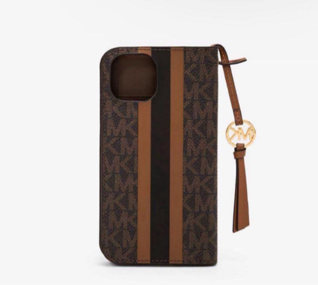 【新品】マイケルコース　ストライプ iPhone14 ケース タッセル　②